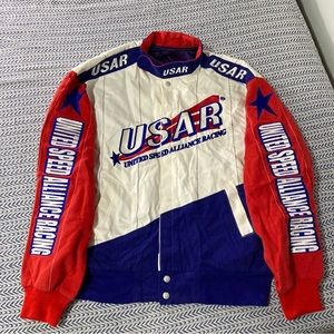 Vintage Jeff Hamilton USAR United Speed Alliance Racing Jacket Large Red/Blue
